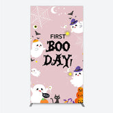 Aperturee - Aperturee First Boo Day Halloween Rectangle Backdrop for First Birthday Cute Ghost and Pumpkin Spooky Themed Party Photo Prop